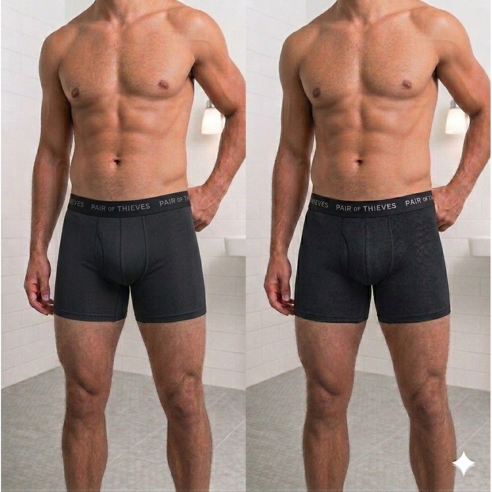 Pair of Thieves SuperFIT Magic Mesh Boxer Briefs Men S (28-30) Black (2) Pack